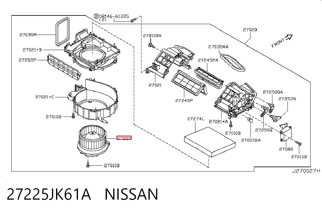 27225JK61A Nissan/Infiniti Silniczek wentylatora nagrzewnicy (ogrzewacza wnętrza)