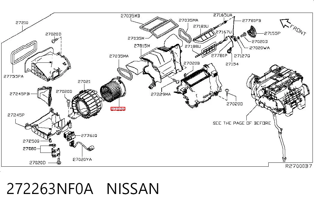 Silniczek wentylatora nagrzewnicy (ogrzewacza wnętrza) Nissan LEAF I
