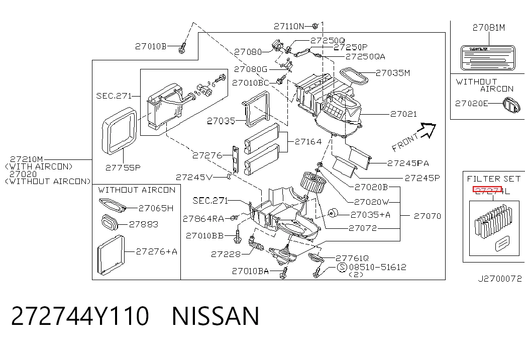 272744Y110 Nissan/Infiniti Filtr kabiny