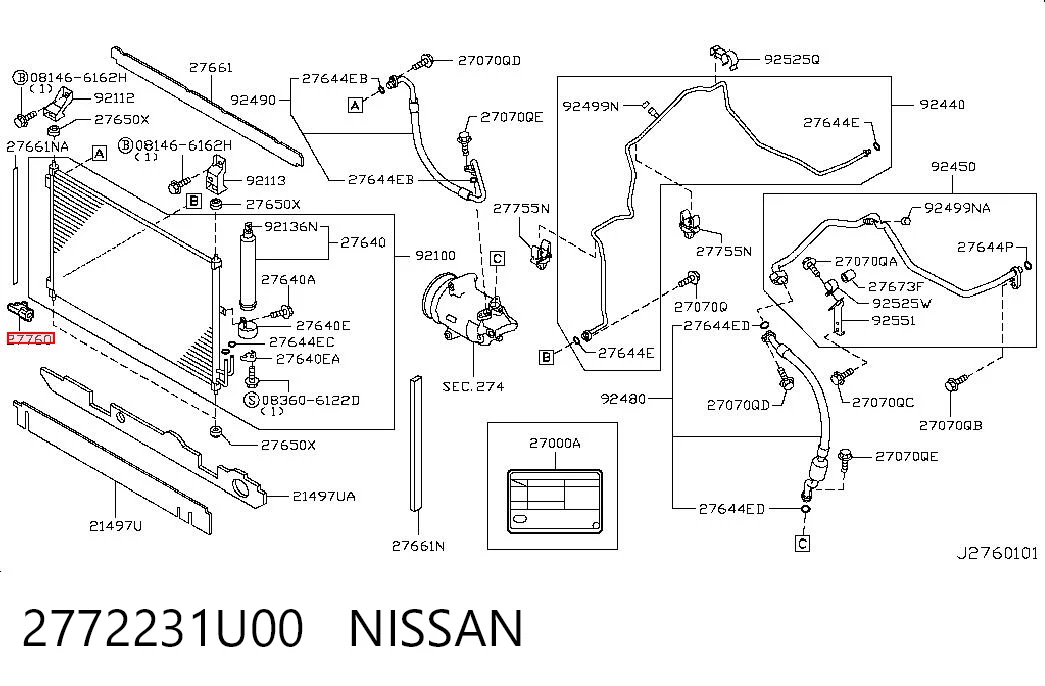 2772231U00 Nissan/Infiniti Czujnik temperatury zewnętrznej