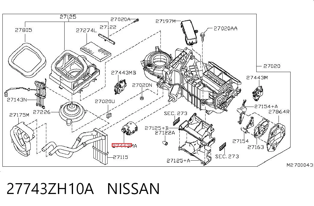 Silniczek klapy nagrzewnicy do Nissan Navara NP300 III D40