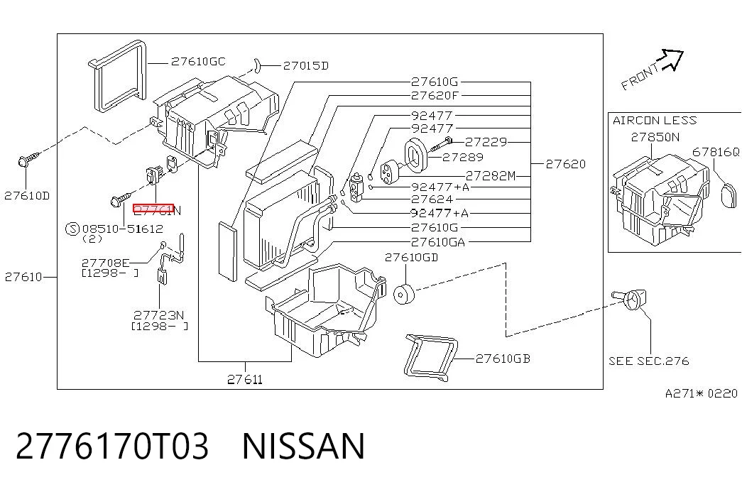 2776170T03 Nissan/Infiniti Rezystor wentylatora nagrzewnicy (ogrzewacza kabiny)
