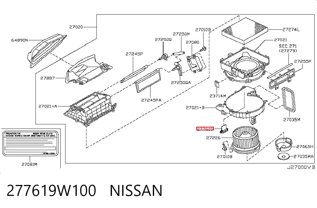 277619W100 Nissan/Infiniti Rezystor wentylatora nagrzewnicy (ogrzewacza kabiny)
