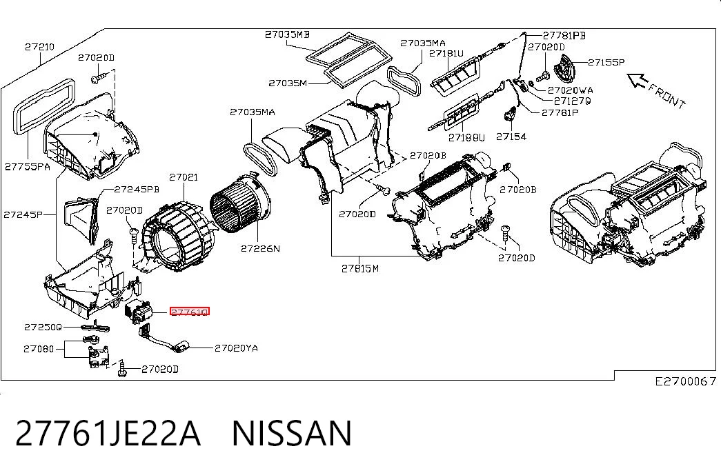 Rezystor wentylatora nagrzewnicy (ogrzewacza kabiny) do Nissan LEAF I ZE0