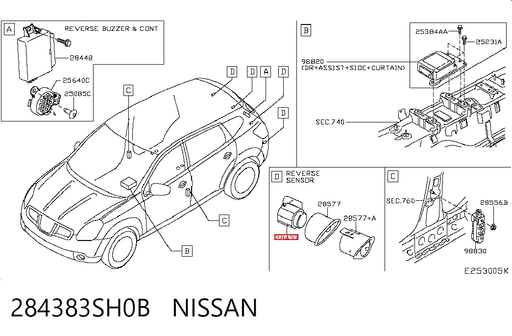 284383SH0B Nissan/Infiniti Czujnik parkowania tylny
