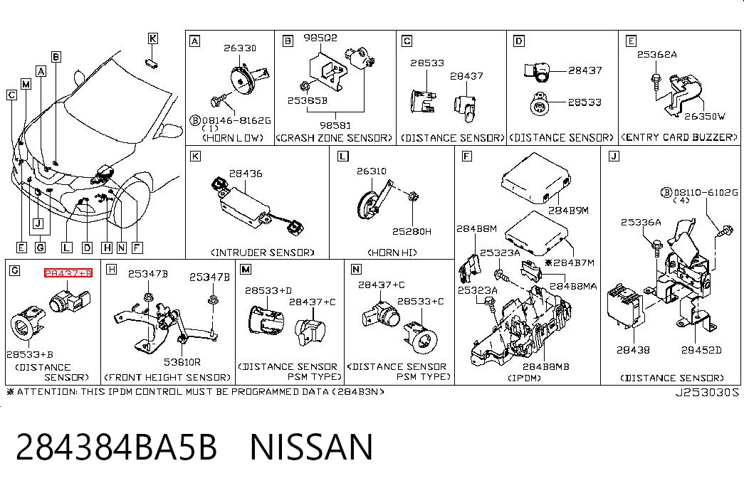 284384BA5B Nissan/Infiniti Czujnik Radarowy odległości
