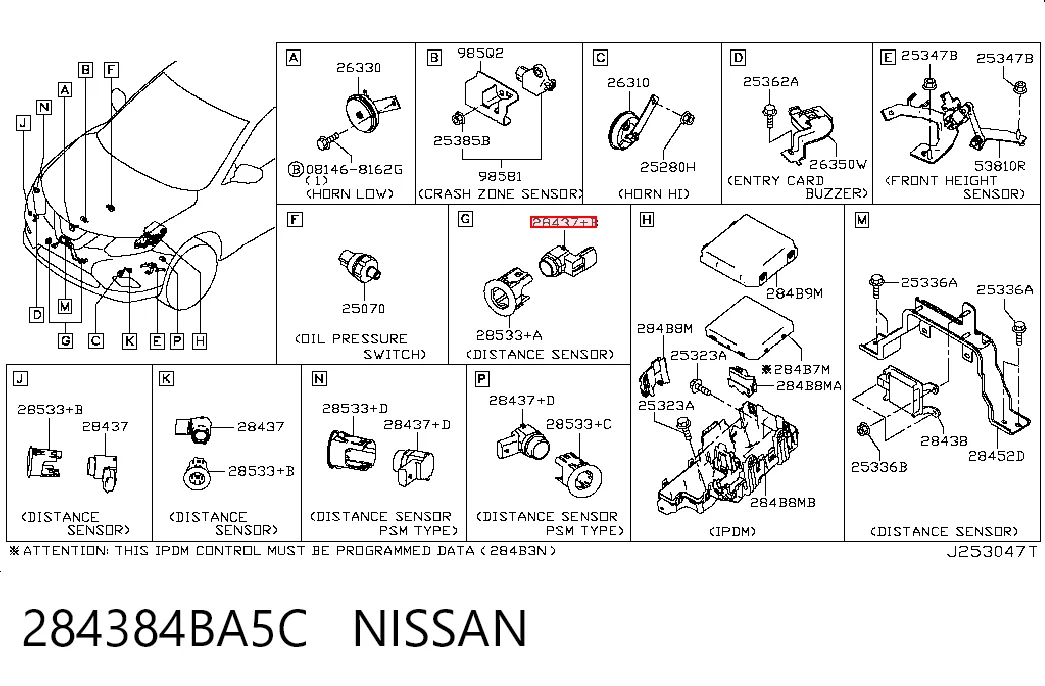 284384BA5C Nissan/Infiniti Czujnik Radarowy odległości