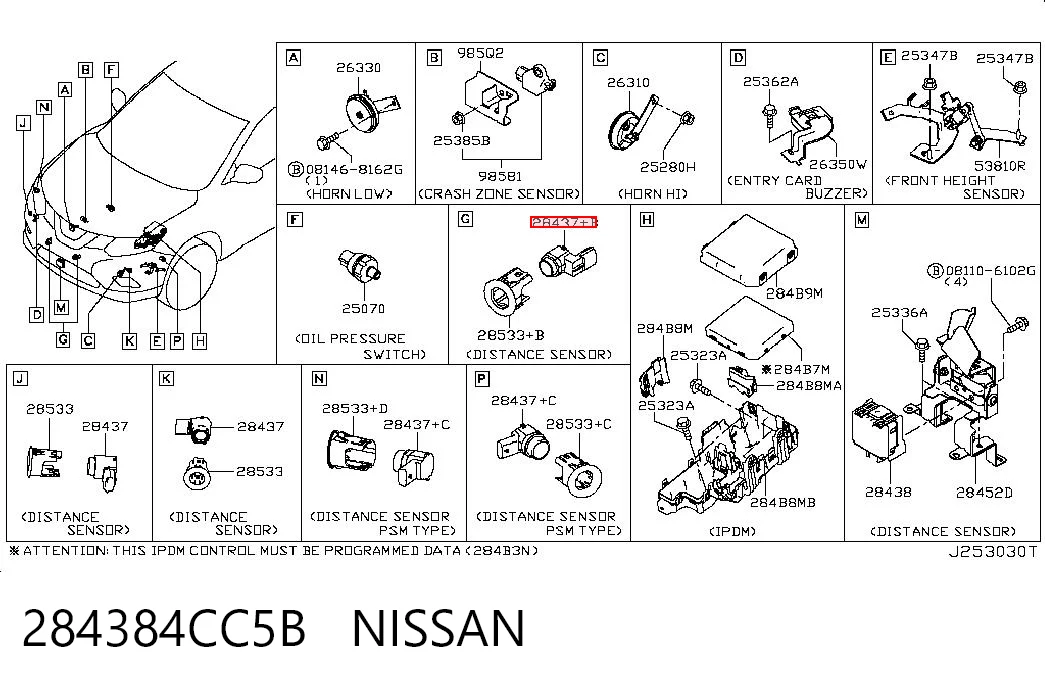 284384CC5B Nissan/Infiniti Czujnik parkowania przedni