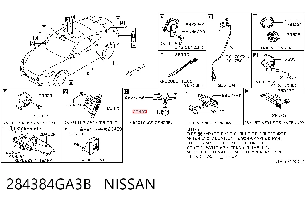 284384GA3B Nissan/Infiniti Czujnik Radarowy odległości