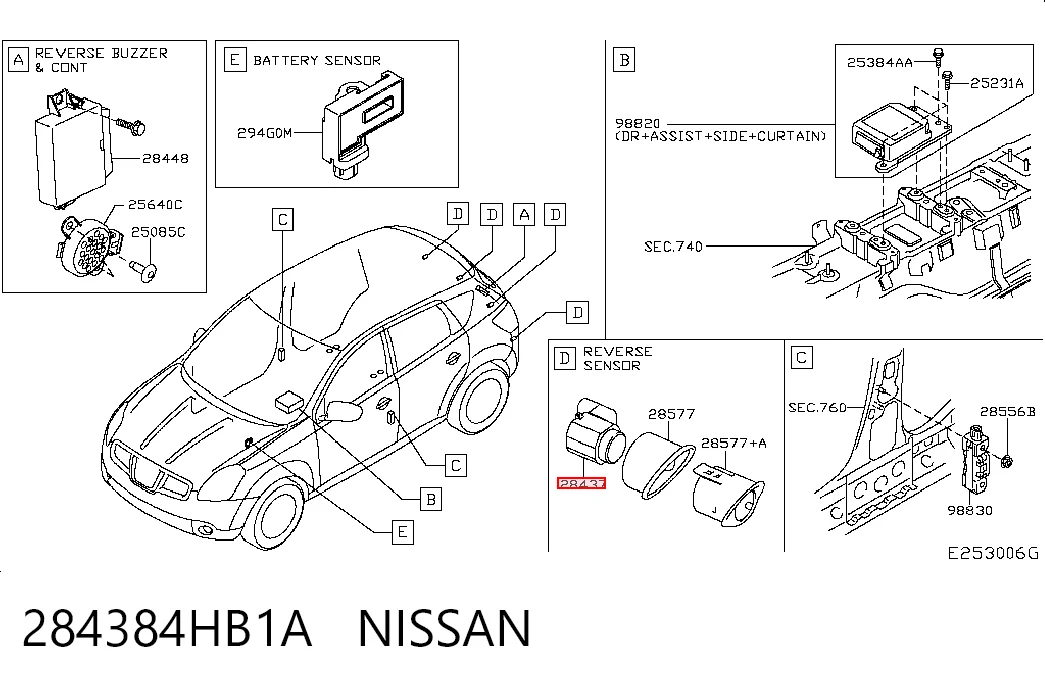284384HB1A Nissan/Infiniti Czujnik parkowania tylny