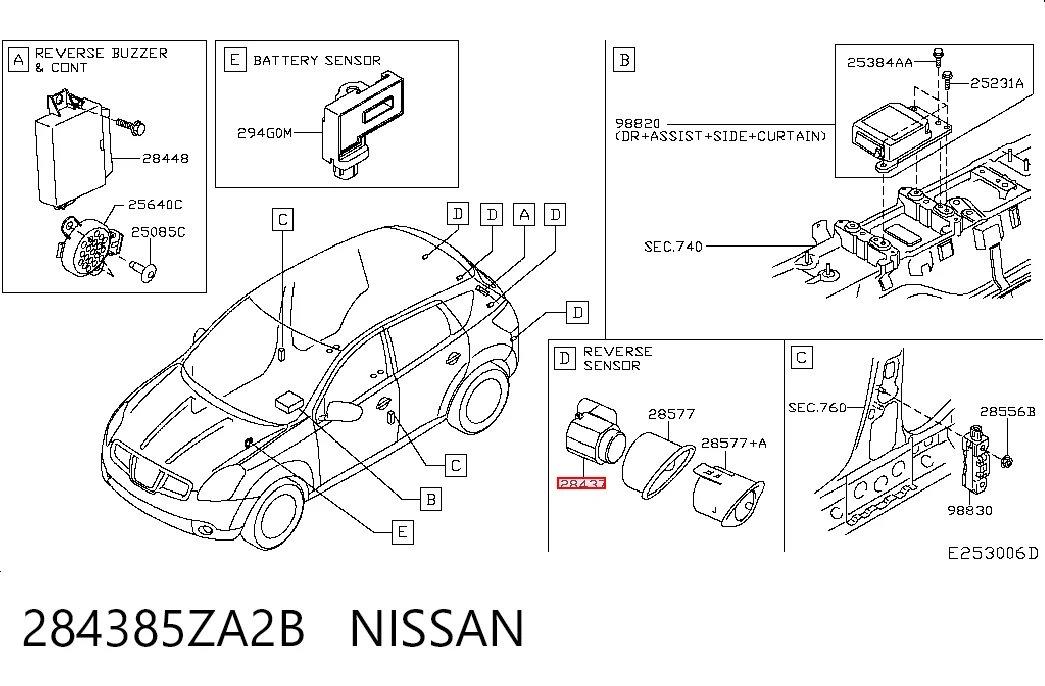 284385ZA2B Nissan/Infiniti Czujnik parkowania tylny