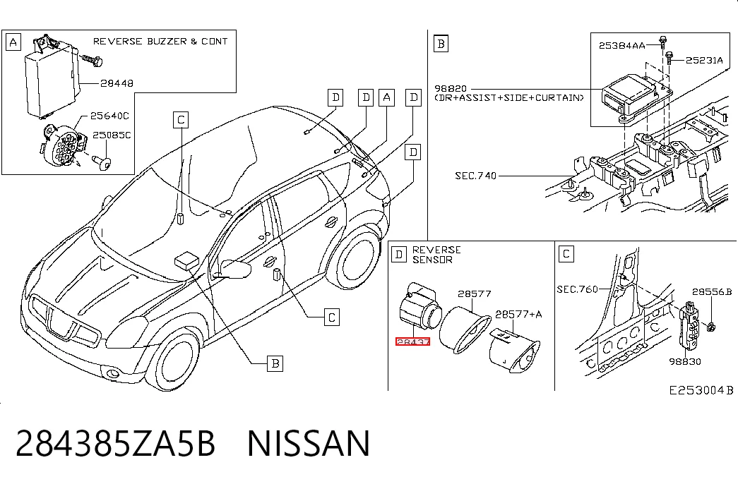 284385ZA5B Nissan/Infiniti Czujnik parkowania tylny