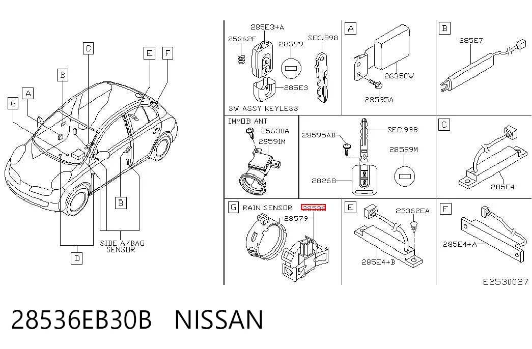 Czujnik deszczu Nissan Qashqai I SUV (J10) (2006 - 2013) cena, od 46,03 USD