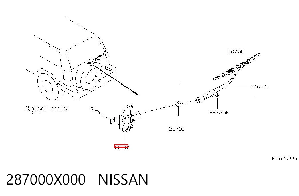 Silniczek wycieraczki tylnej szyby do Nissan Terrano II R20