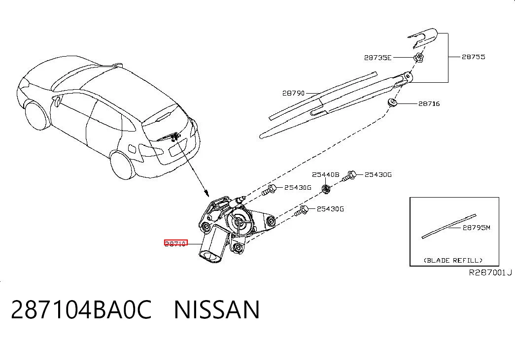 Silniczek wycieraczki tylnej szyby do Nissan Rogue  T32U