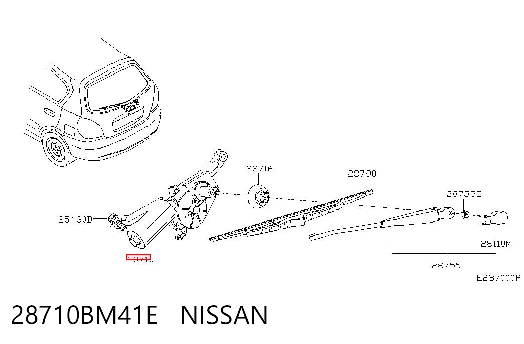 Silniczek wycieraczki tylnej szyby do Nissan Almera II N16