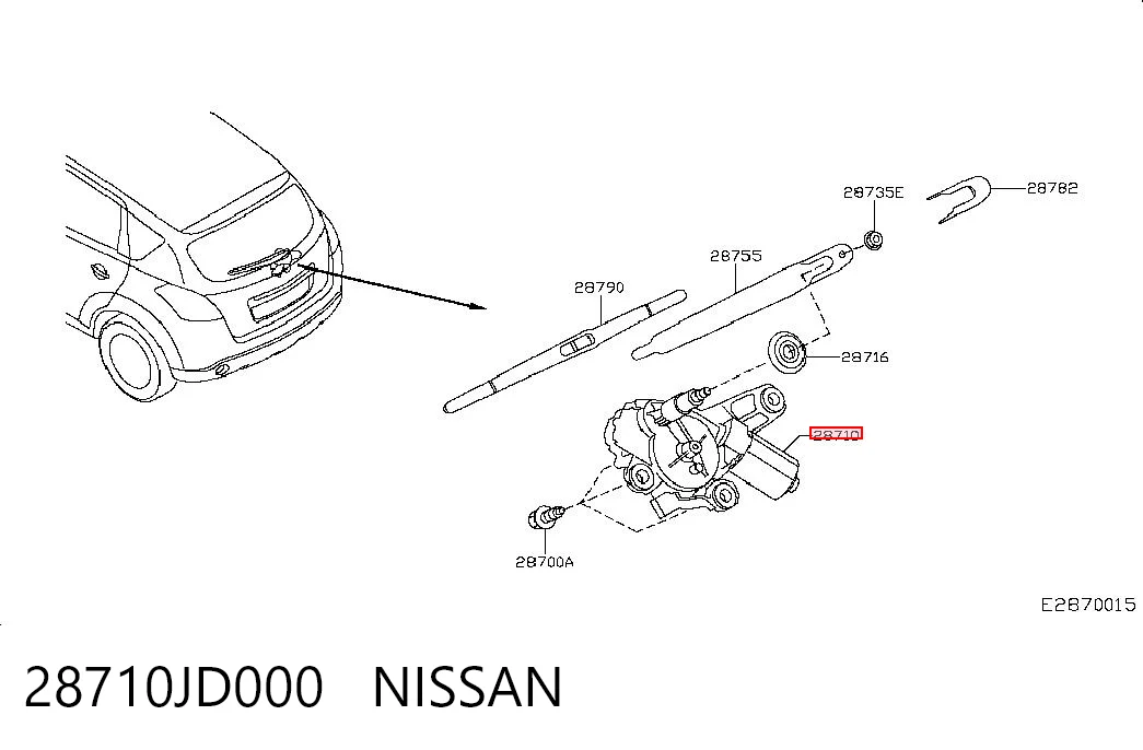 Silniczek wycieraczki tylnej szyby do Nissan Qashqai +2 I J10
