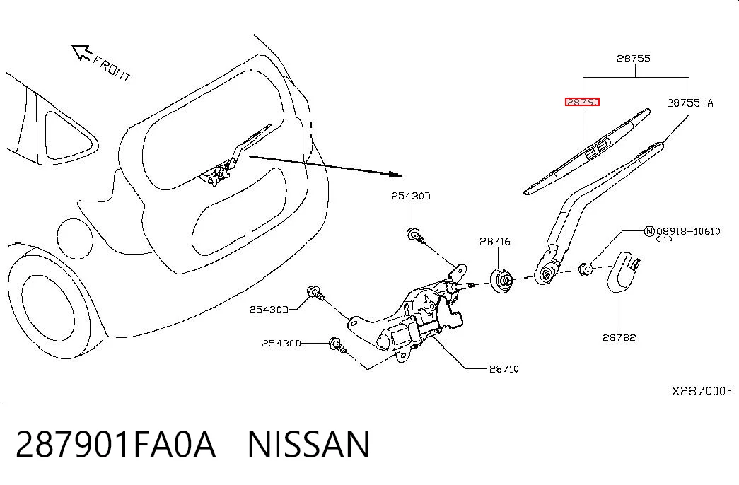 Pióro wycieraczki szyby tylnej do Nissan Murano Z51