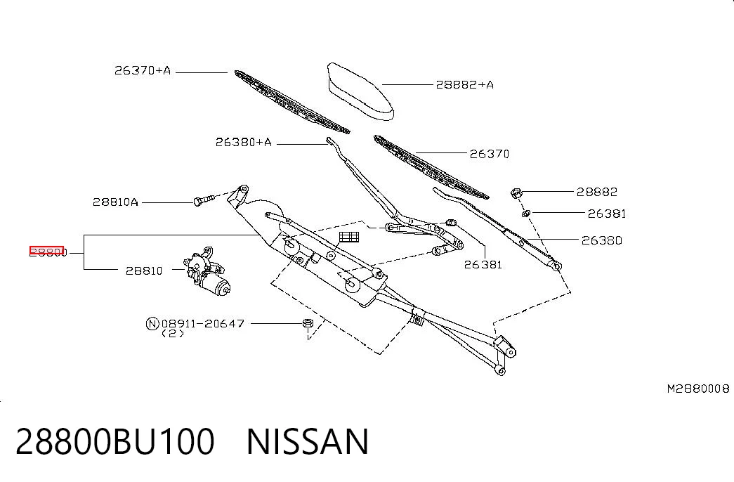 Mechanizm wycieraczek do Nissan Almera TINO V10