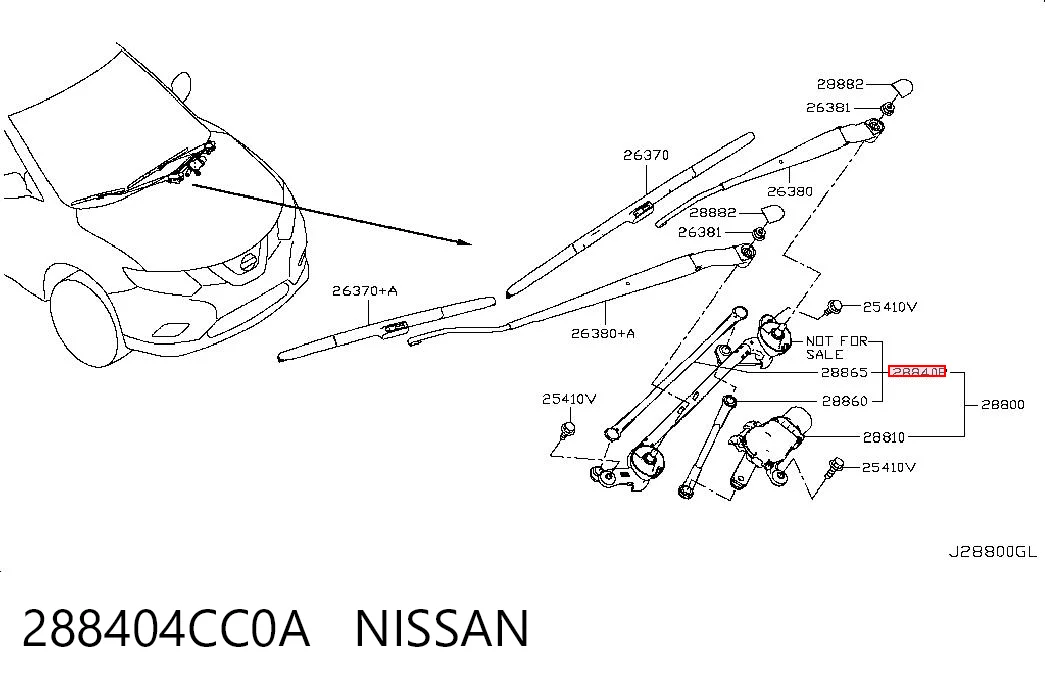 Silniczek wycieraczki szyby przedniej Nissan Rogue SUV (T32U) (2013 - 2020) cena, od 106,06 USD