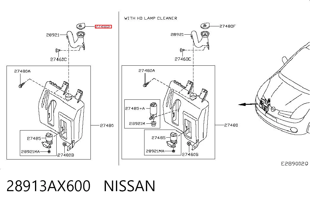 Kupić Korek zbiornika spryskiwacza Nissan Note E11 w dobrej cenie