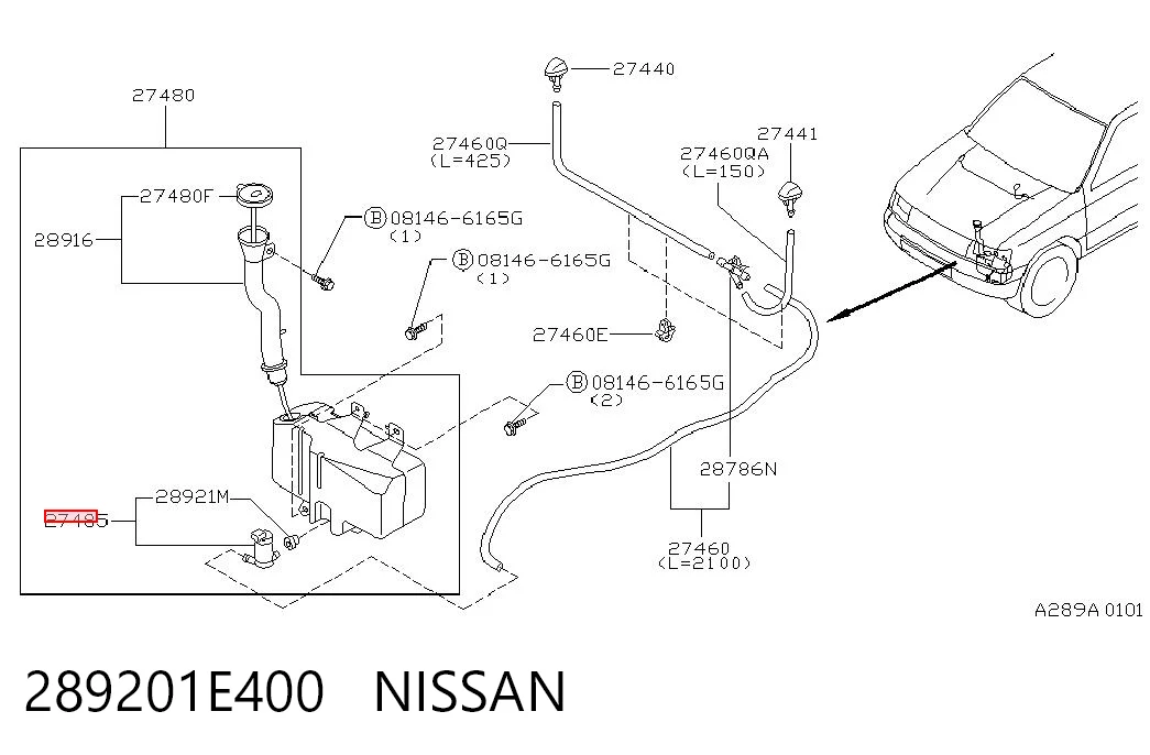 289201E400 Nissan/Infiniti Pompka spryskiwacza szyby przedniej