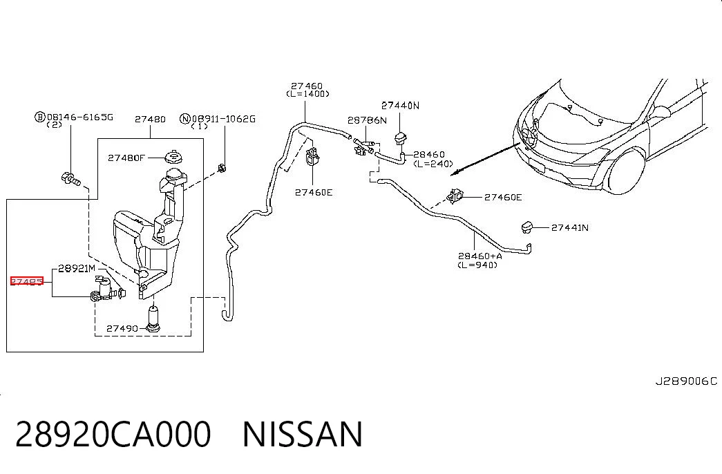 28920CA000 Nissan/Infiniti Pompka spryskiwacza szyby przedniej