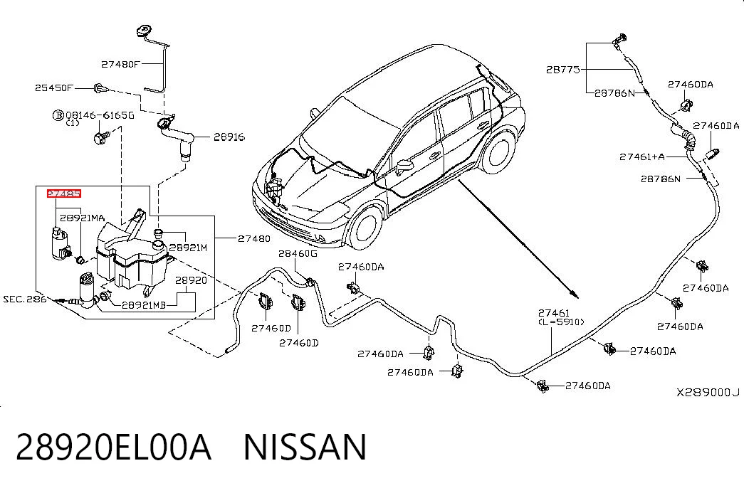 28920EL00A Nissan/Infiniti Pompka spryskiwacza szyby przedniej