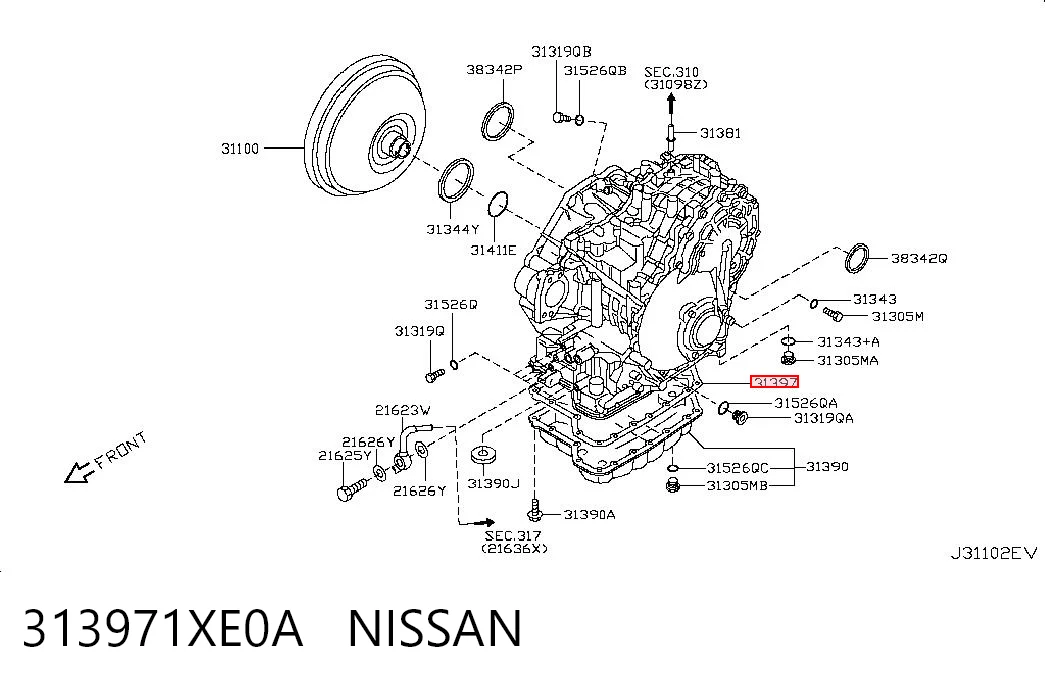 313971XE0A Nissan/Infiniti Uszczelka miski automatycznej/mechanicznej skrzyni biegów