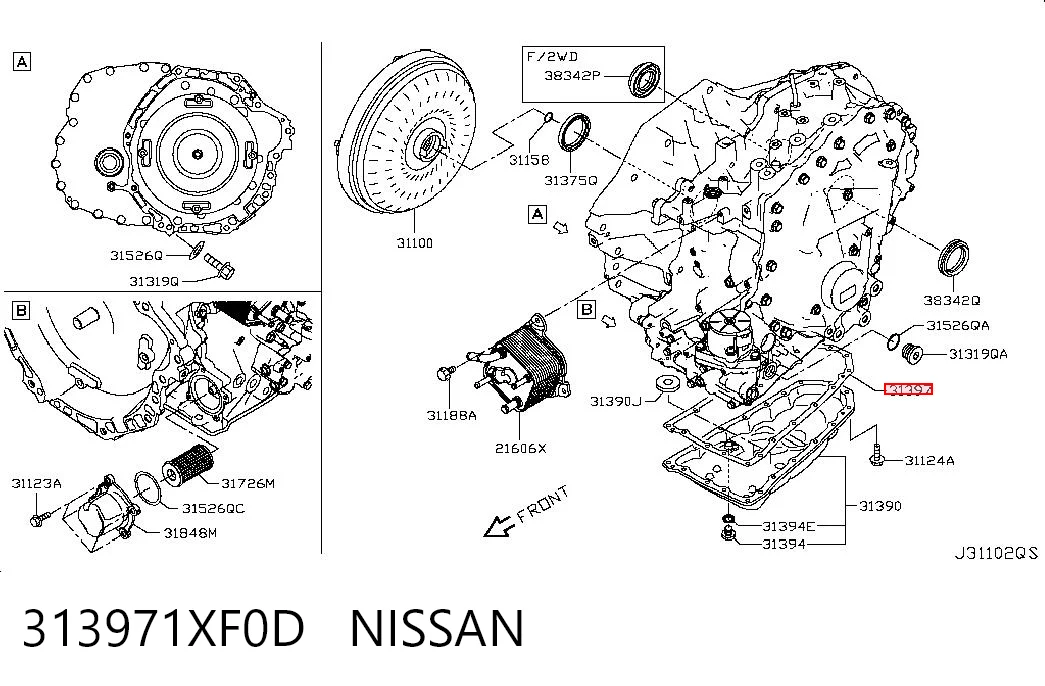 313971XF0D Nissan/Infiniti Uszczelka miski automatycznej/mechanicznej skrzyni biegów