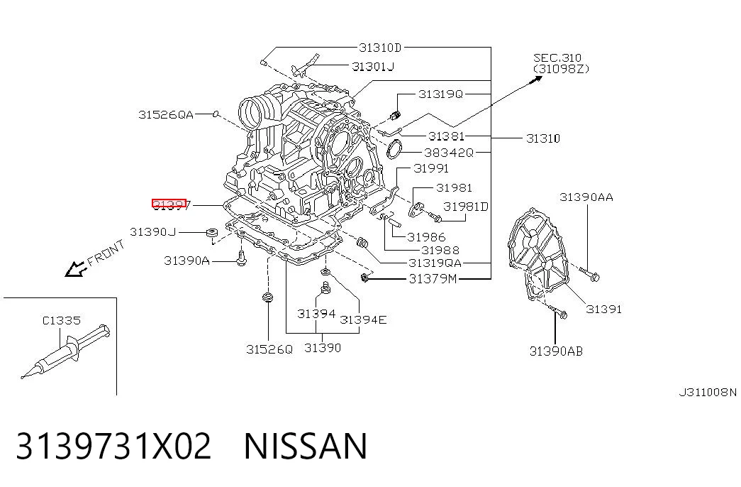 3139731X02 Nissan/Infiniti Uszczelka miski automatycznej/mechanicznej skrzyni biegów