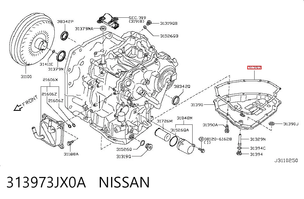 313973JX0A Nissan/Infiniti Uszczelka miski automatycznej/mechanicznej skrzyni biegów