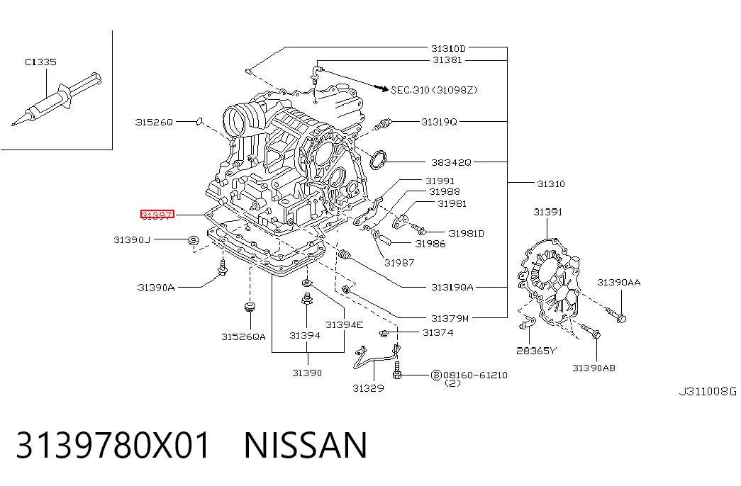 3139780X01 Nissan/Infiniti Uszczelka miski automatycznej/mechanicznej skrzyni biegów