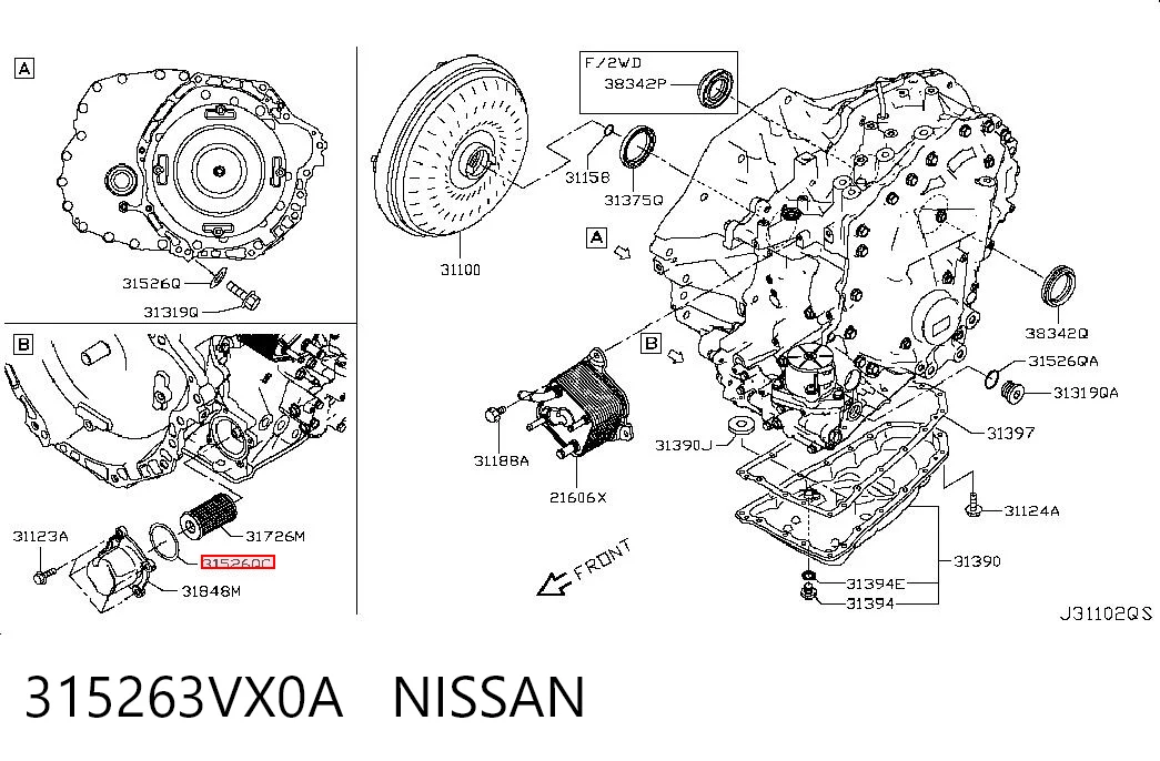 315263VX0A Nissan/Infiniti Pierścień uszczelniający filtr automatycznej skrzyni biegów