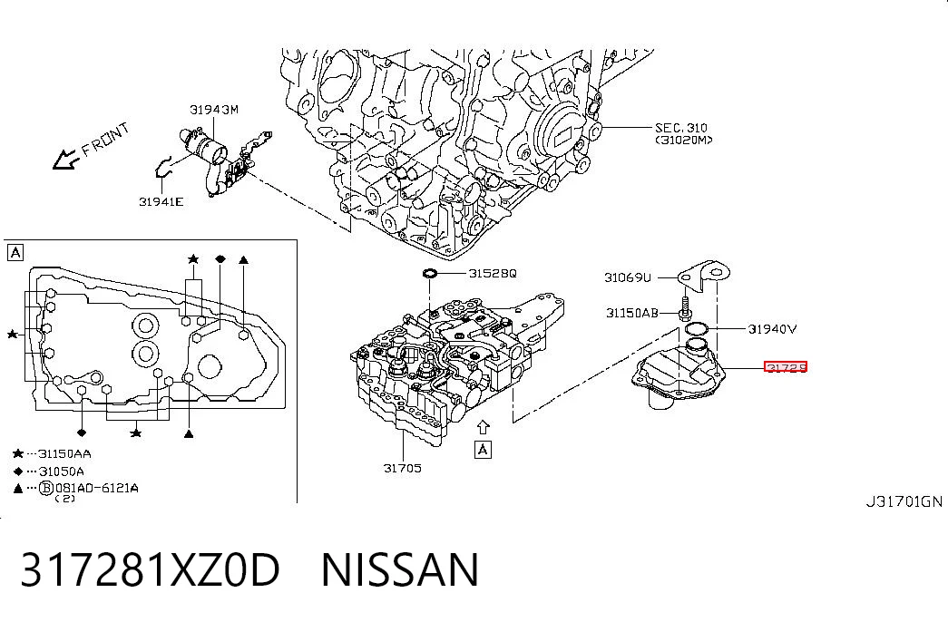 317281XZ0D Nissan/Infiniti Filtr automatycznej skrzyni biegów