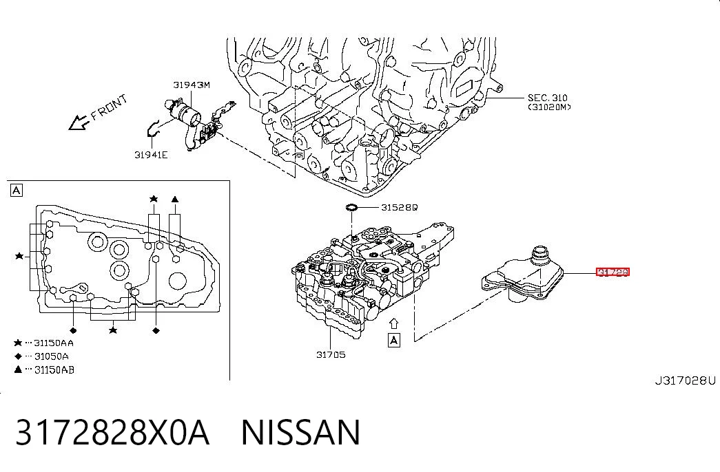 3172828X0A Nissan/Infiniti Filtr automatycznej skrzyni biegów