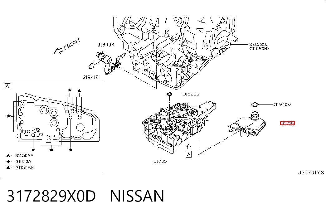 3172829X0D Nissan/Infiniti Filtr automatycznej skrzyni biegów