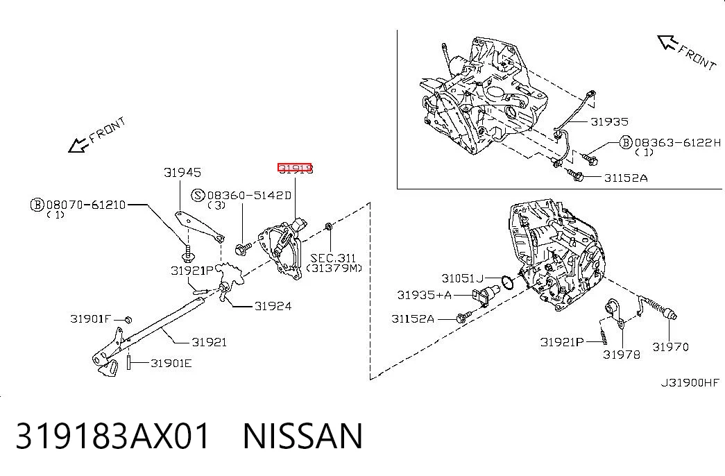 319183AX01 Nissan/Infiniti Czujnik automatycznej skrzyni biegów
