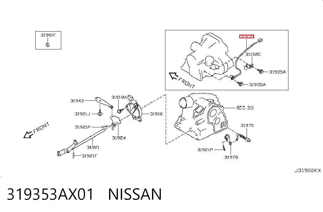 319353AX01 Nissan/Infiniti Czujnik prędkości