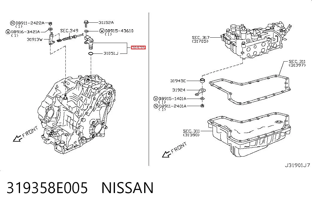 319358E005 Nissan/Infiniti Czujnik prędkości