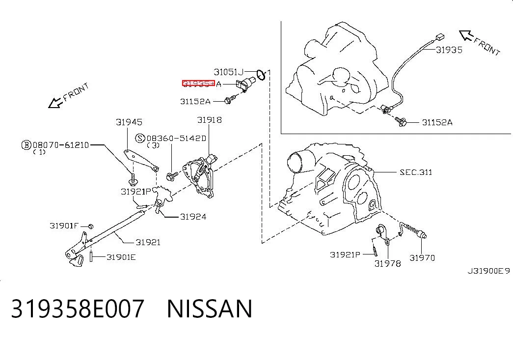 319358E007 Nissan/Infiniti Czujnik prędkości