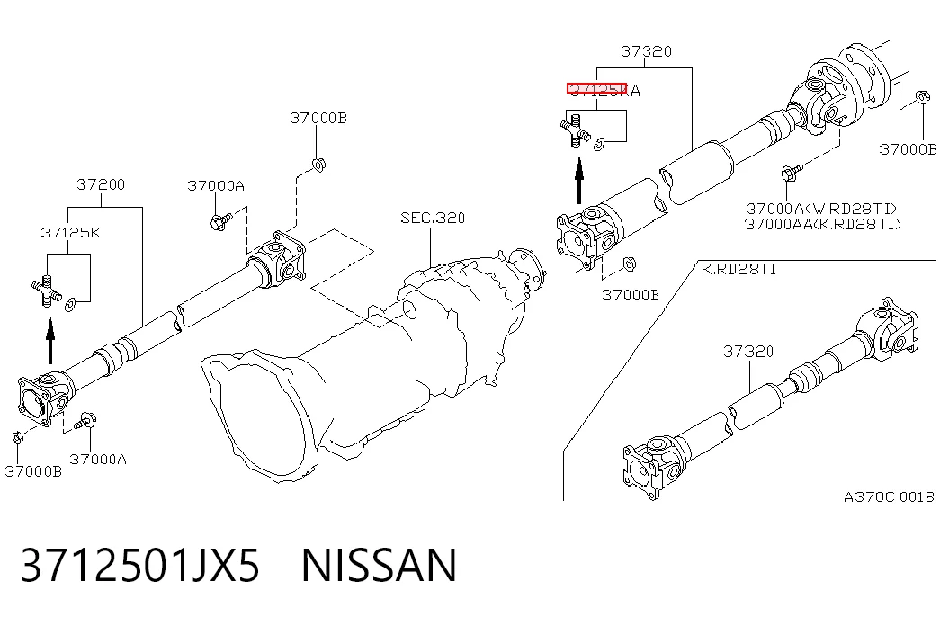  Krzyżak wału Cardana tylnego Nissan Patrol 
