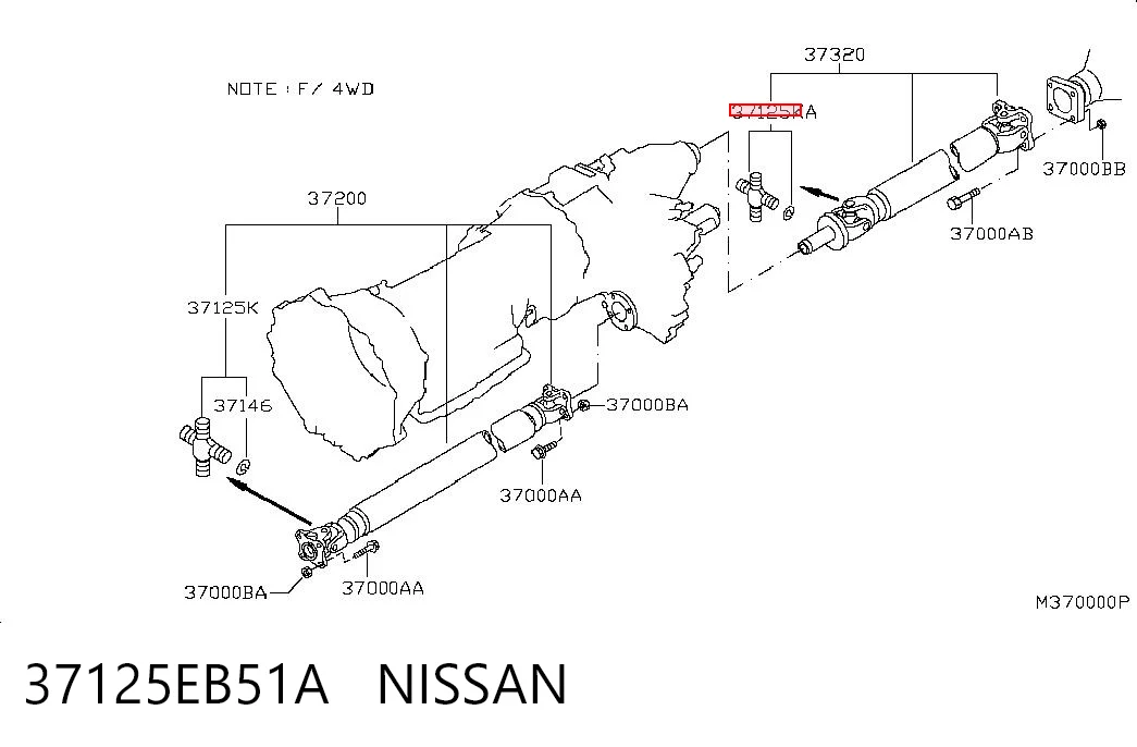 Do koszyka 37125EB51A Hyundai/Kia Krzyżak wału Cardana tylnego
