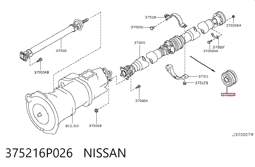 375216P026 Nissan/Infiniti Łożysko podwieszane wału Cardana