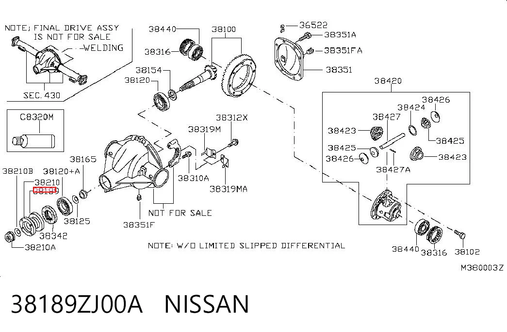 38189ZJ00A Nissan/Infiniti Uszczelniacz końcówki reduktora mostu tylnego