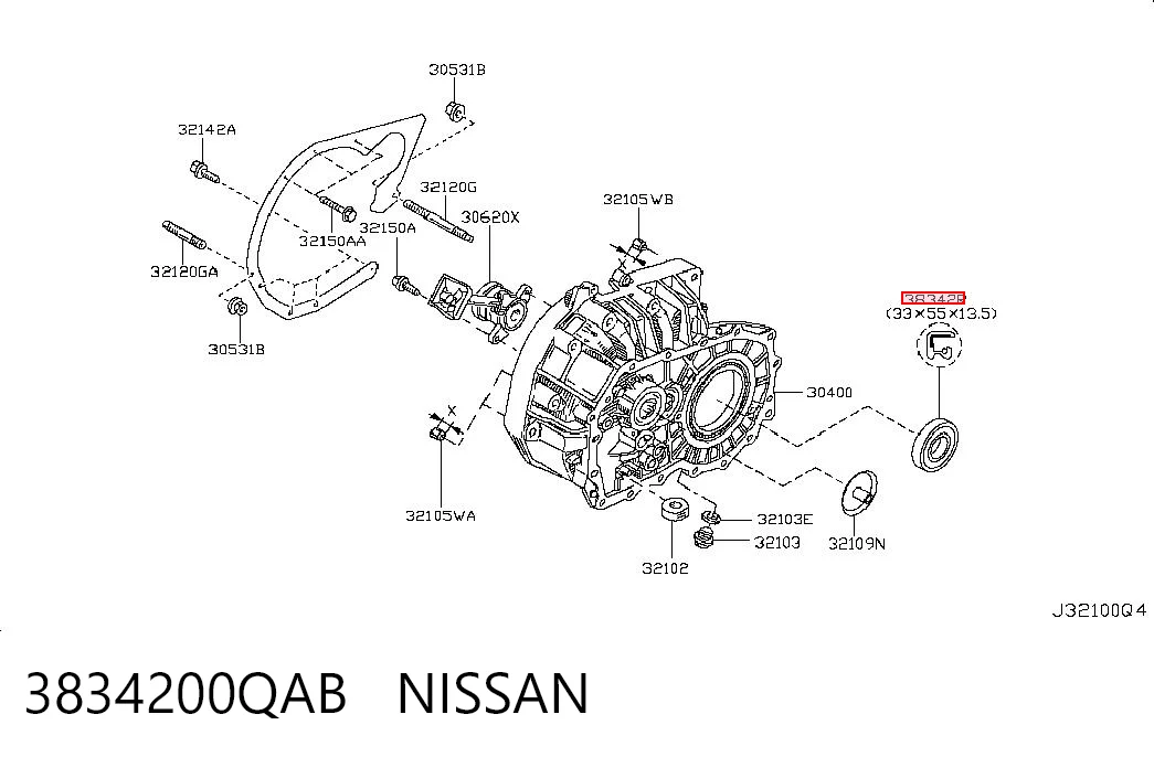 Do koszyka Uszczelniacz półosi mostu przedniego Nissan Qashqai +2 I J10