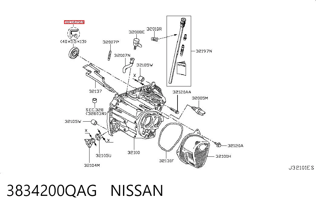  Uszczelniacz półosi mostu przedniego Nissan Qashqai 