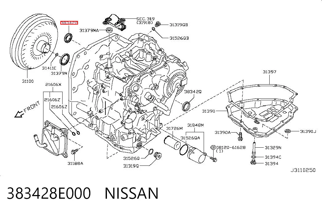 Uszczelniacz półosi lewej mostu przedniego G31003 Japan Cars