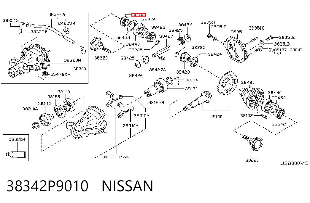 38342P9010 Nissan/Infiniti Uszczelniacz reduktora mostu tylnego