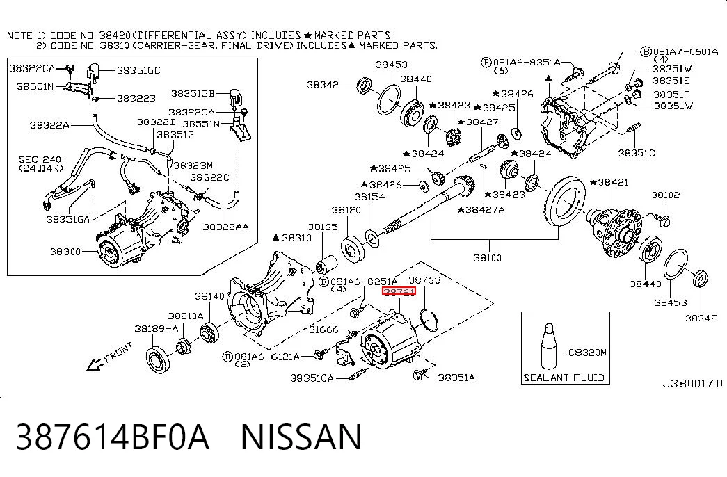387614BF0A Nissan/Infiniti Sprzęgło załączania tylnego mostu